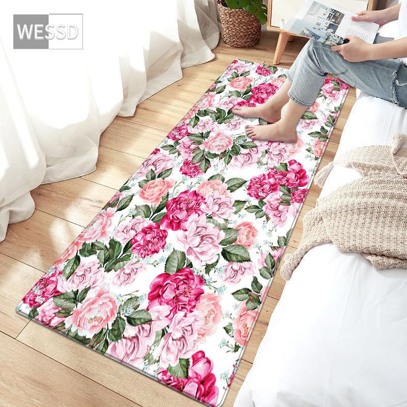 

3D цветочный ковер для спальни, красочный цветочный ковер для гостиной, современные кухонные коврики, нескользящий прикроватный коврик, коврик для ванной комнаты 60x180cm