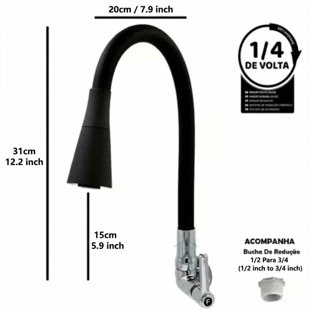 Black Single Cold Water Tap Standard Kitchen Water Supply Systems