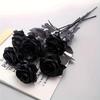 5/10 Stück künstliche schwarze Rosen für die Heimdekoration, lange Stiele, Kunstblumen ohne Vase, Tischmittelstück für Hochzeiten, Halloween-Partys