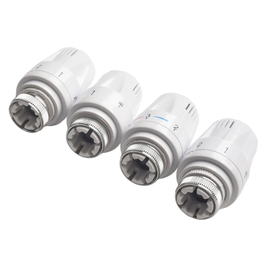 4 Stück Thermostatkopf Temperaturregelventil Thermostatheizkörper Weiß Einstellhandrad Heizkörperersatz