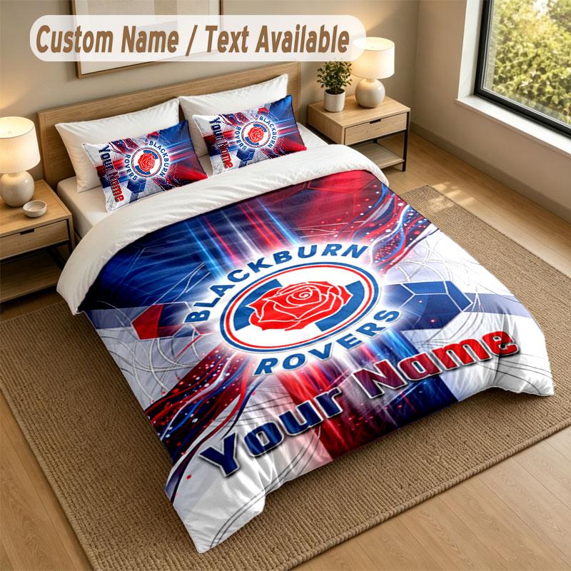 Bedding Set 1 Duvet Cover 2 Pillowcases Blackburn Rovers Football Print Soft Bed Linen Bedroom Decor