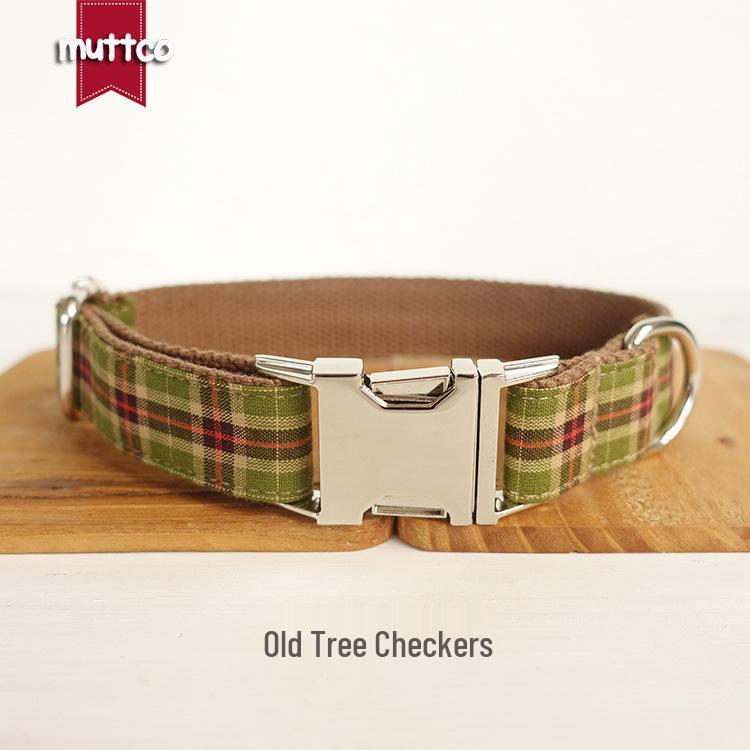 Colorful Plaid Zinc Alloy Buckle Dog Collar Extra Large