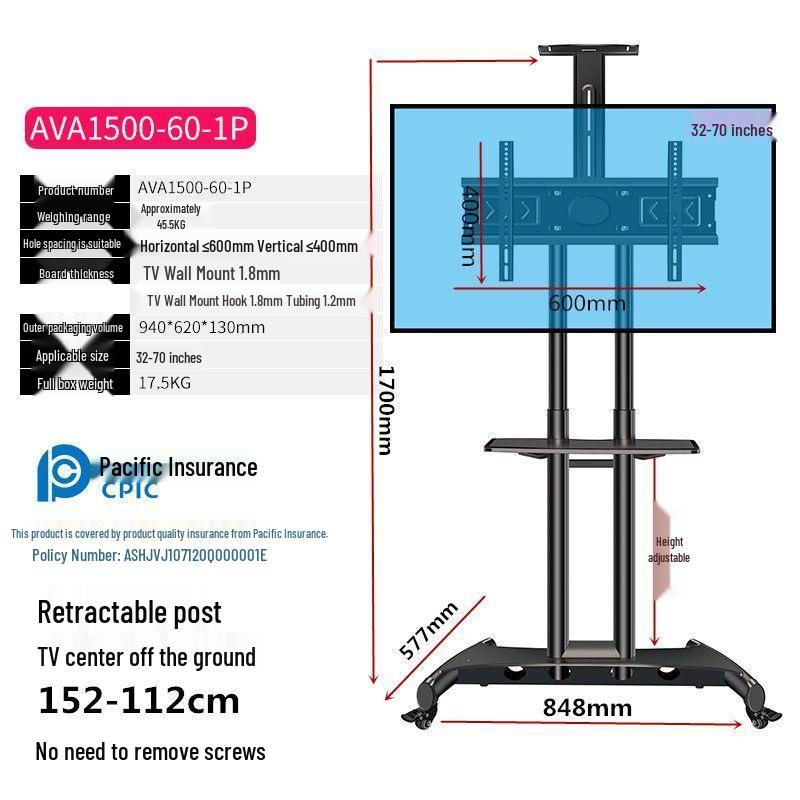 Universal Movable TV Stand with Wheels for 55-70 inch Screens