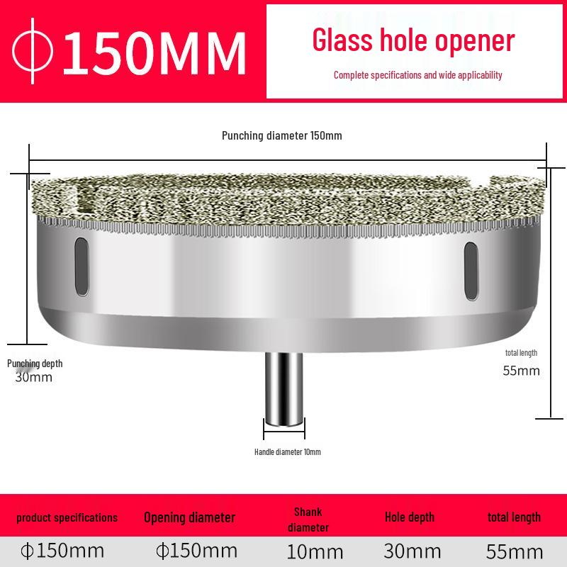 Emery Glass & Tile Drill Bit, 3-200mm Rotary Hole Saw for Marble