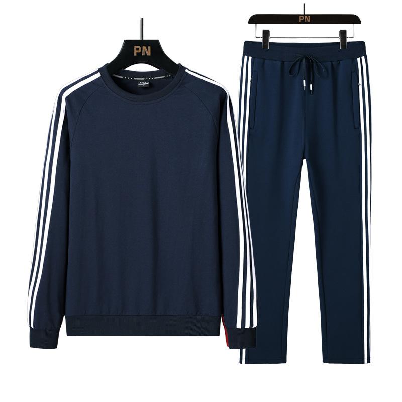Costum Bumbac Bărbați Toamnă și Iarnă Casual Sport Lejer Oversized Hanorac și Pantaloni Set Două Piese