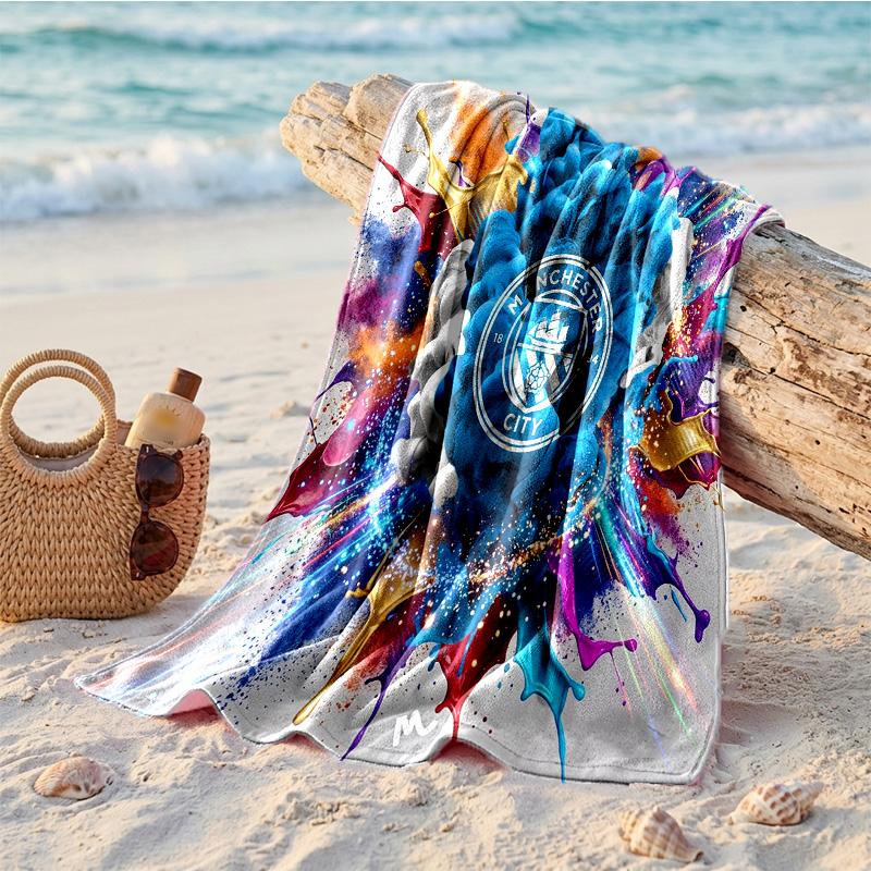 Asciugamano da Spiaggia in Microfibra con Stampa Manchester City Asciugatura Rapida Assorbente Grande Asciugamano per Spiaggia Nuoto Viaggio