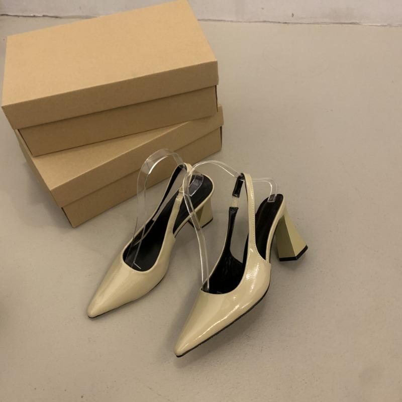 Long Leg Muse~ Temperament Bag Head Empty Sandals Women's Summer New Pointed Fashion Thick High Heels Single Shoes