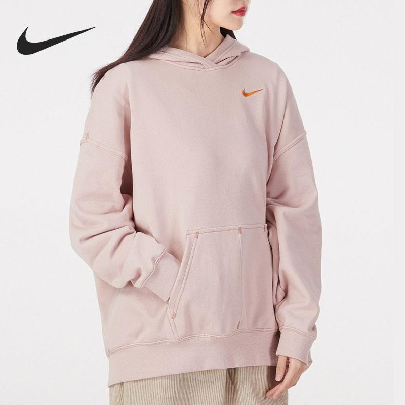 Nike Embroidered Logo Pullover Hoodie Women Tops Oxford-Pink DM6202-601