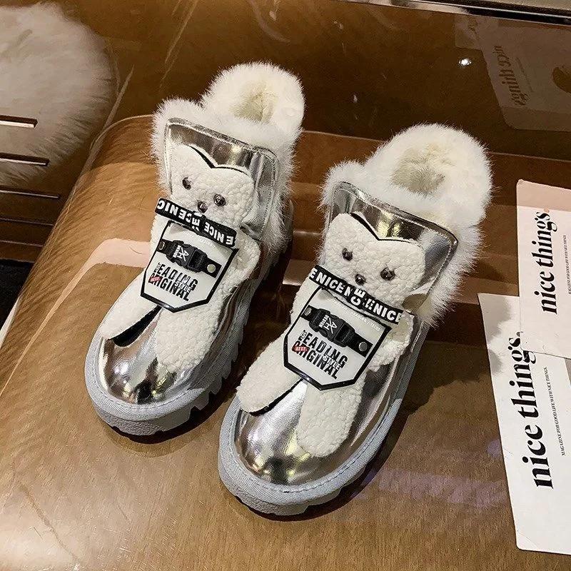 

Fashion Kawaii Elegant With Medium Heels Women s Ankle Snow Boots Cute Booties Shoes for Woman on Slip Fashion Winter Footwear 39 Goth 35 серебряный