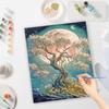 RUOPOTY Frame Paint By Numbers Tree And Moon Landscape Diy Acrylic Drawing On Canvas Paint By Numbers Kits For Wall Decor