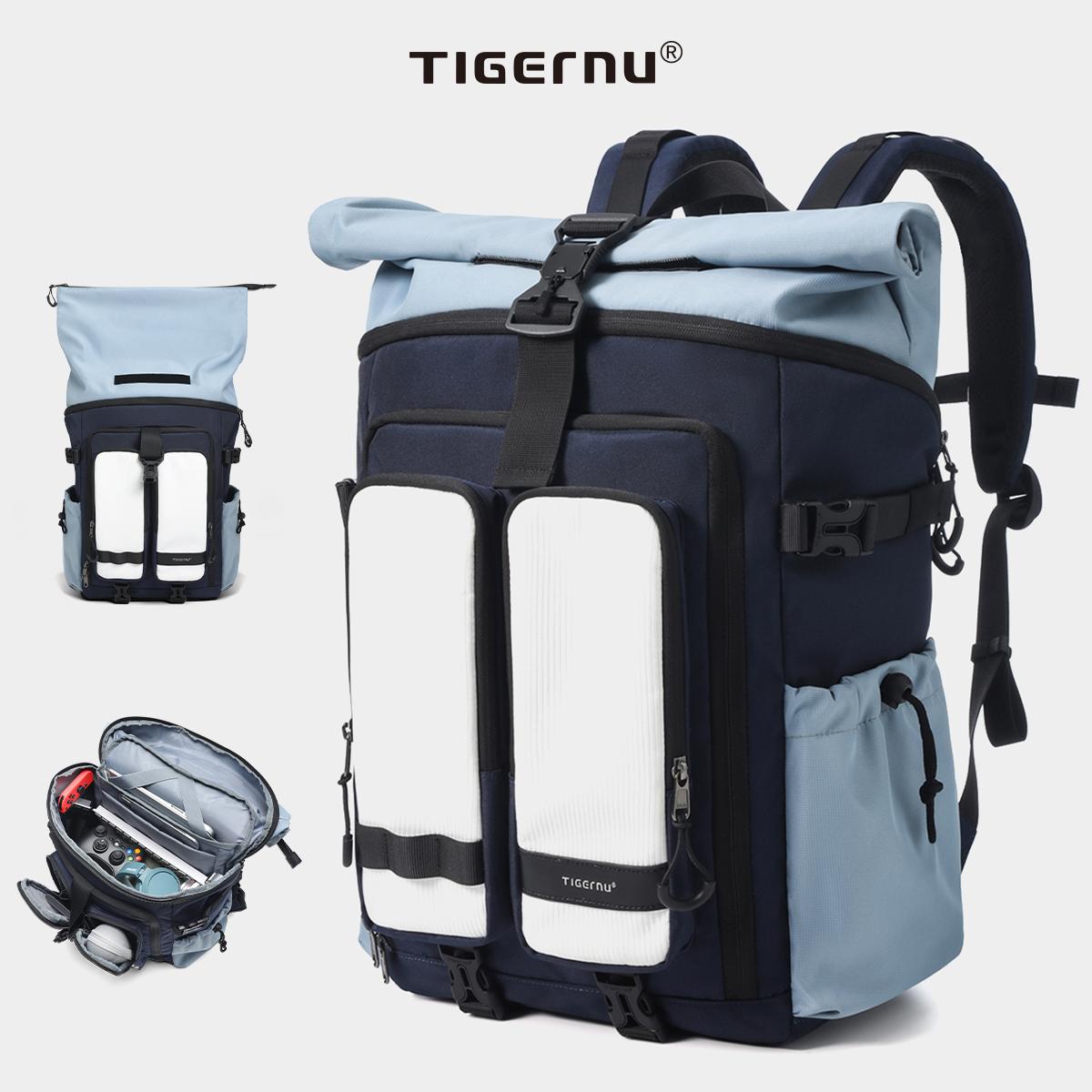 Tigernu School Backpack Bags For Women For Men Knapsack Nylon Backpacks Lady Bags Schoolbag Travel Backpack Male Korean Backpack синий 7580₽