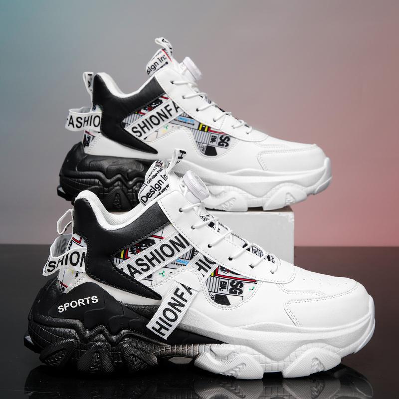 Herren High-Top Schuhe Winter Drehknopf Basketball Sportschuhe Jugend Trendmarke vielseitig Putian Fried Street Dad Schuhe dicke Sohle