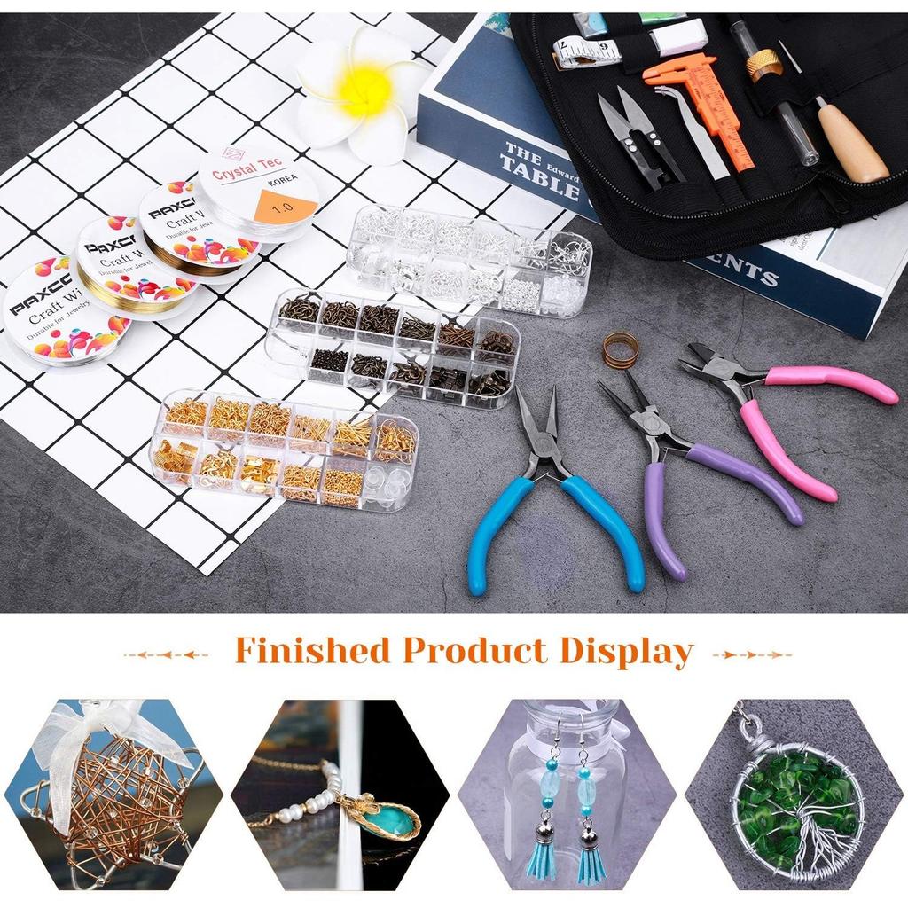 Jewelry Making Supplies Kit, Jewelry Making Kit with Jewelry Making Tools, Jewelry Wires and Jewelry Findings for Jewelry Making, Repair and Beading