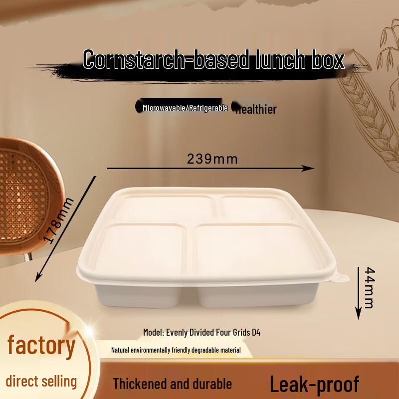 Eco-friendly Disposable 4-Compartment Takeout Containers