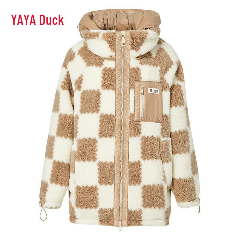 YAYA Women's Mid-Length Hooded Duck Down Puffer Jacket
