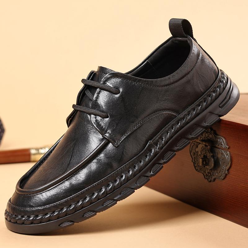 

Туфли из натуральной кожи для мужчин, кожаные повседневные туфли, модные деловые оксфорды, дизайнерская рабочая обувь высокого качества 44 чёрный