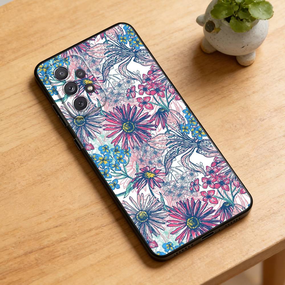 Flowers art  Phone Case For Samsung Galaxy A73,A72,A71,A70,A52,A51 Others Soft Black Cover Samsung a32 5g