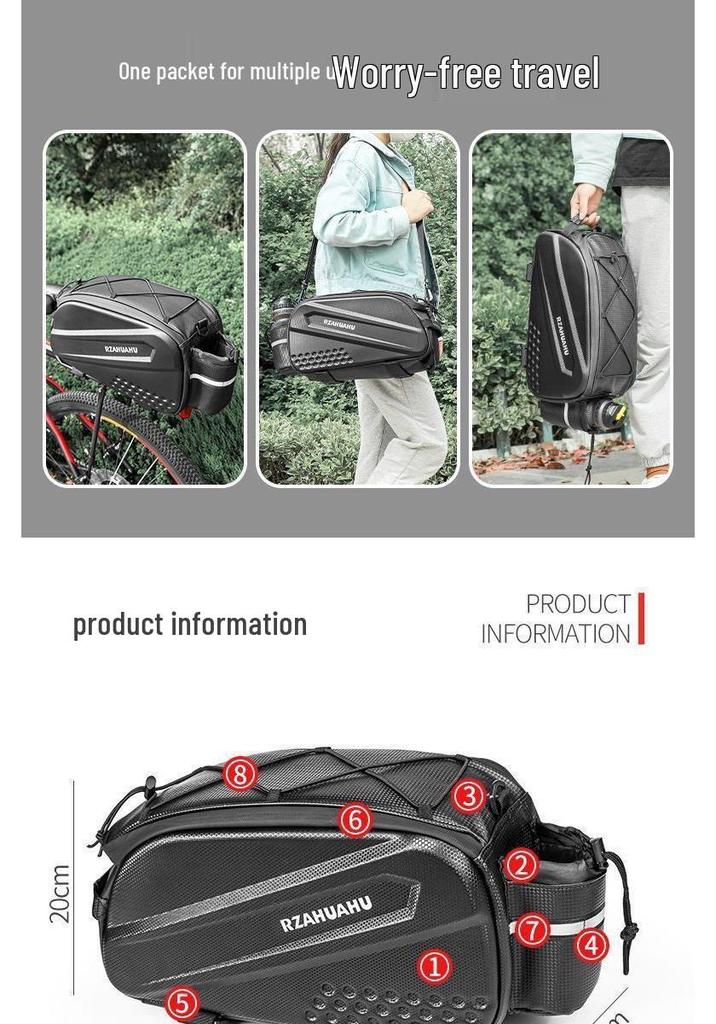 Hard Shell Bicycle Rear Seat Storage Bag - Mountain Bike Tail Bag & Rear Rack Pannier