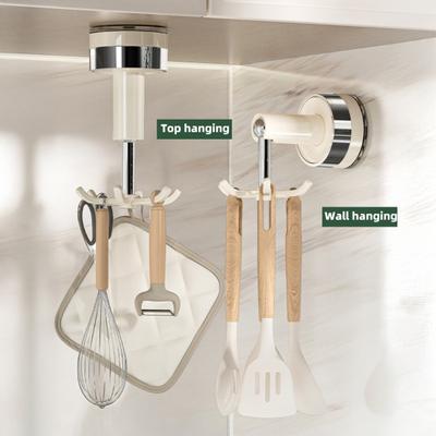 Przyssawka Haczyk Ścienny Obrotowy 360 Stopni Haczyk do Przechowywania Bez Wiercenia 6-Kłowy Haczyk Sufitowy na Przybory Kuchenne Łazienkę i Przedpokój