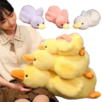1PC 30-65cm Cartoon Long Hair Duck Plush Doll Pillow Yellow Pink Purple Black White Duck Goose Plush Toy Gift For Boys And Girls