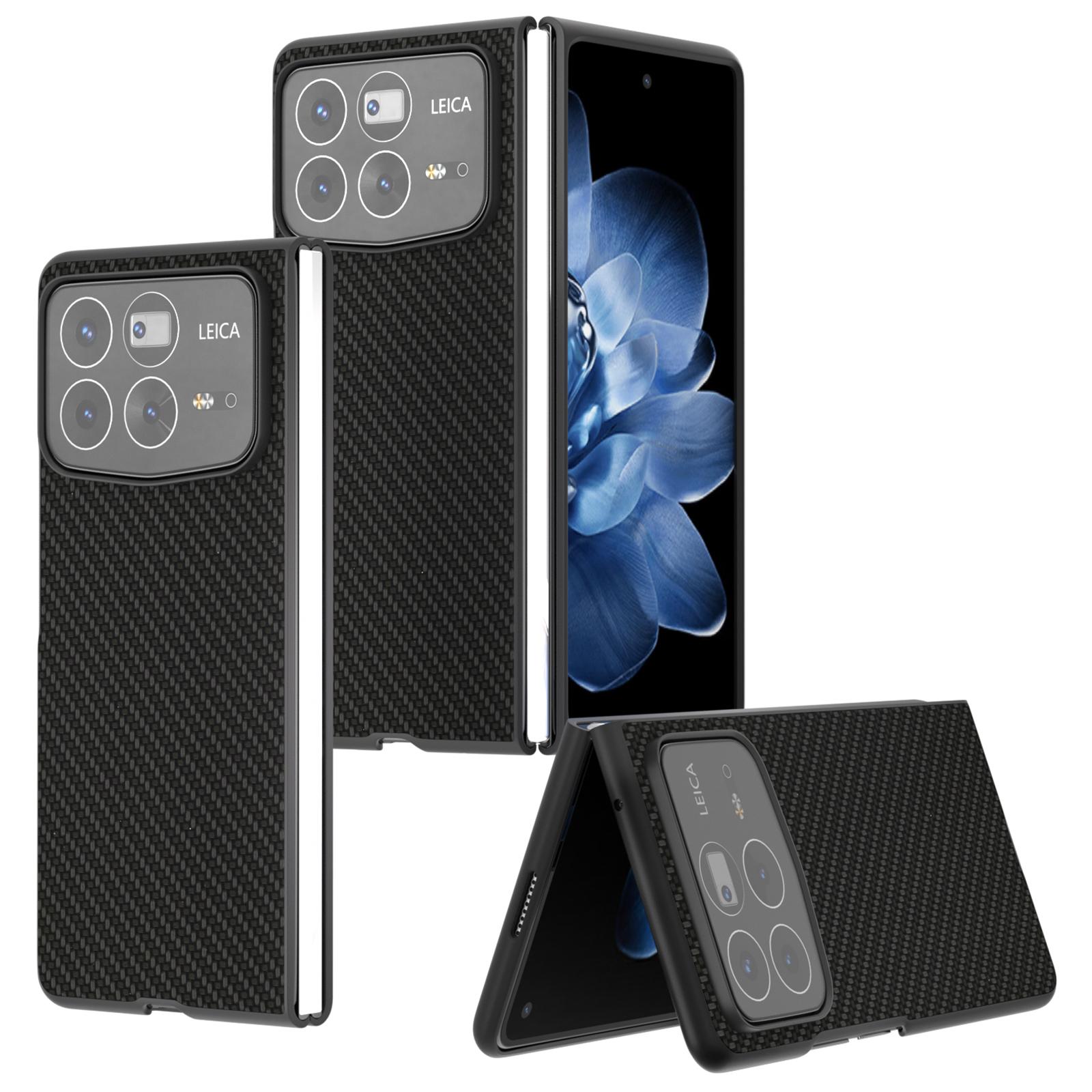 

For Xiaomi Mix Fold 4 5G Case Carbon Fiber Texture PU+PC Phone Cover Black