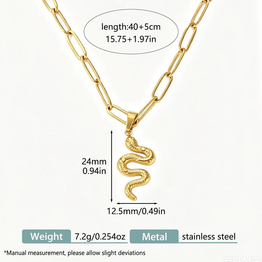 European & American Fashion Stainless Steel Snake Pendant Necklace Set