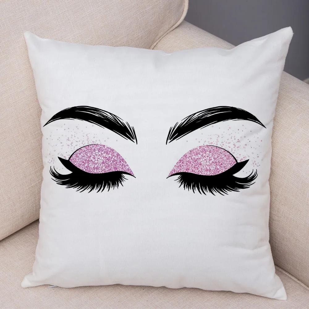 Home Decor Sexy Women Eyelash Pillow Cover Sofa Car Cartoon Eyes Print Cushion Cover Pillow Cover Funda De Almohada