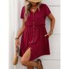 Summer Vacation V-neck Short Sleeved Ruffled Dress for Women Dress