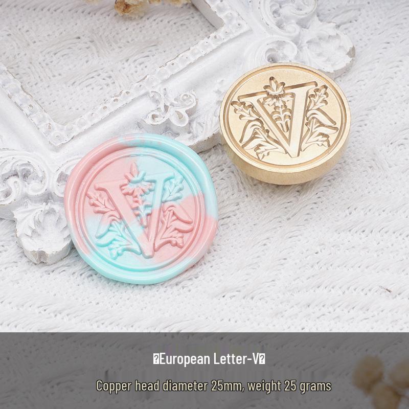 Wax Seal Stamp Head with 26 A-Z Letter Patterns - Retro Copper Design for Envelopes