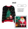 Women's Christmas LED Knit Sweater: European & American Style, Round Neck, Santa Claus & Christmas Tree Jacquard Design