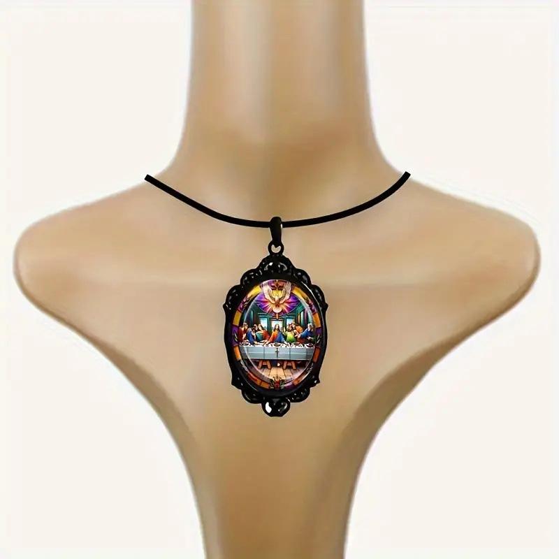 Pendant Elegant Black Frame Mosaic - Stylish and Romantic Gift Necklace