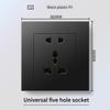 13A British Standard Socket with USB & Type-C Fast Charging, Light Switch, Black Panel for Hong Kong & Macau