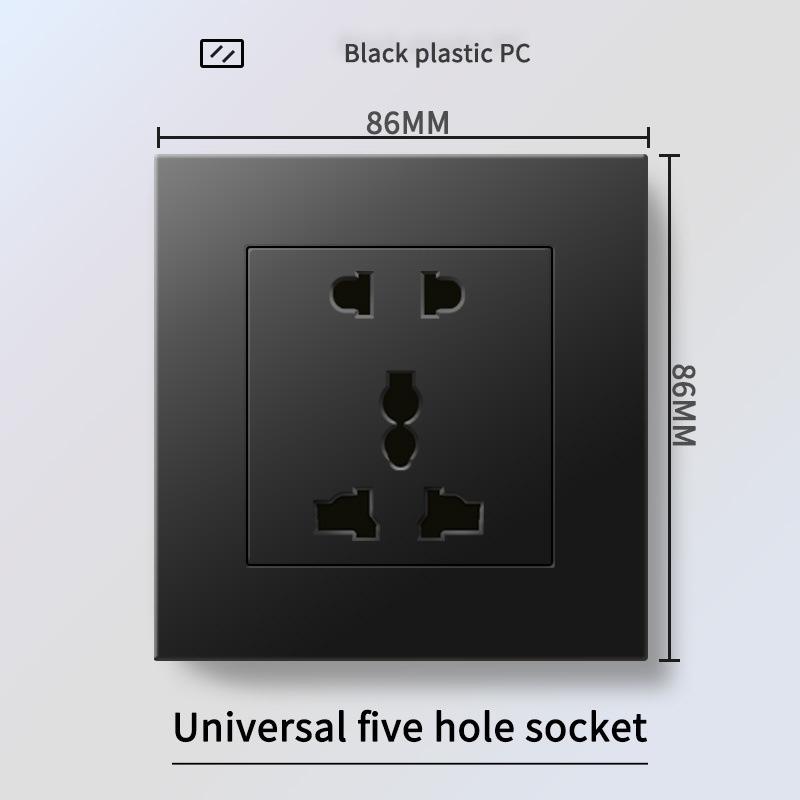 13A British Standard Socket with USB & Type-C Fast Charging, Light Switch, Black Panel for Hong Kong & Macau