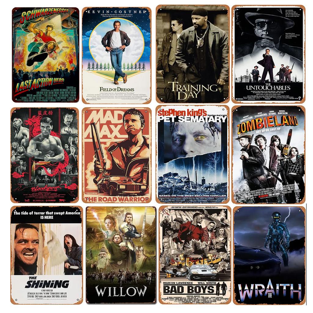 Old Film Poster Painting Training Day Bad Boys Mad Max Tin Sign Shabby Decoration Metal Plate Home Room Wall Plaques Sign Decor