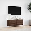 Wall Mounted TV Cabinet with LED Lighting Oak Effect 100 x 31 x 35 cm