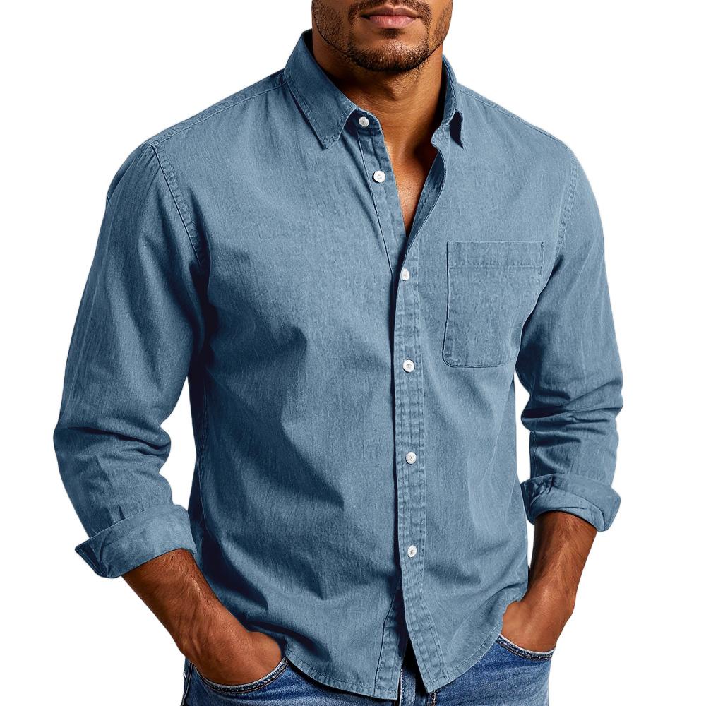 Men'S Shirt With Double Pockets, Casual Long Sleeved Top, Fashionable Cardigan