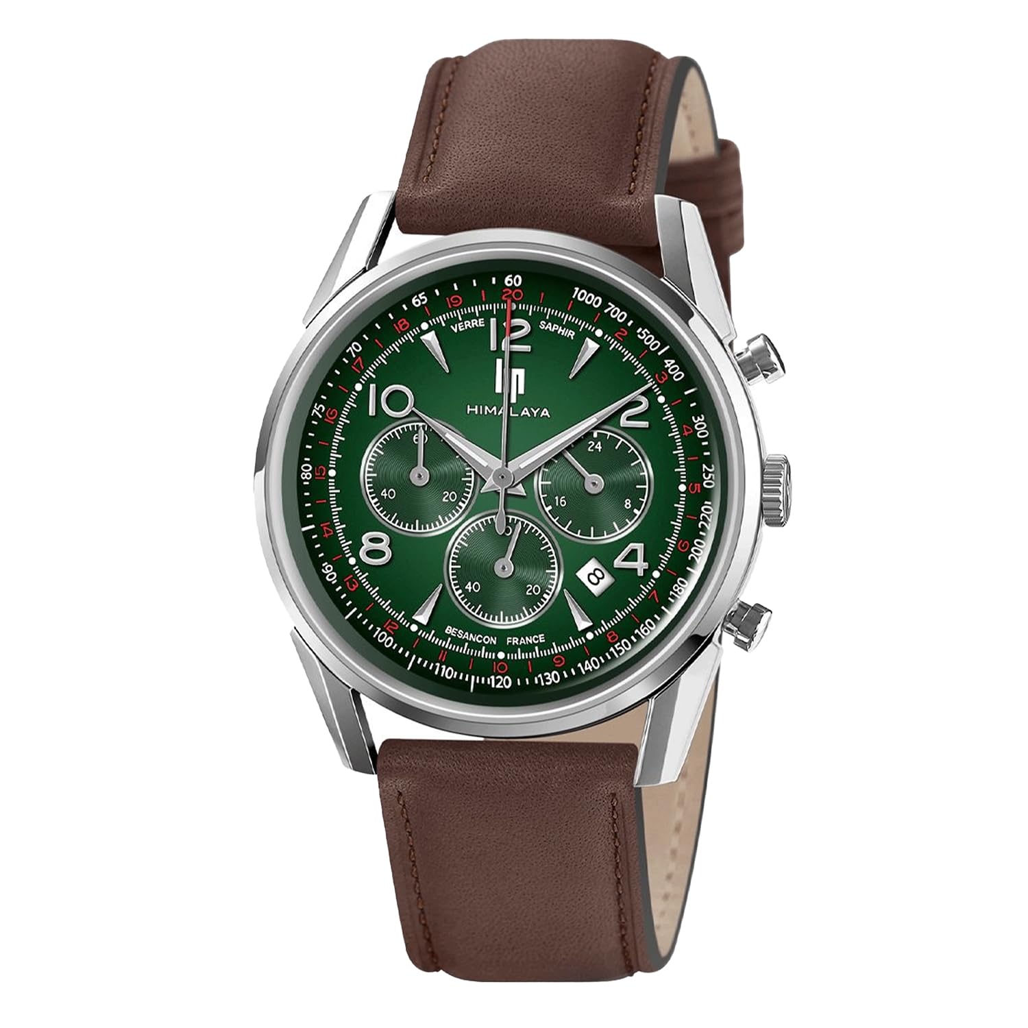 

Авторизований дистриб’ютор Lip Watch 671718 Himalaya 40mm Chronograph Green Dial Brown Leather [LIP] Mens [HIMALAYA]