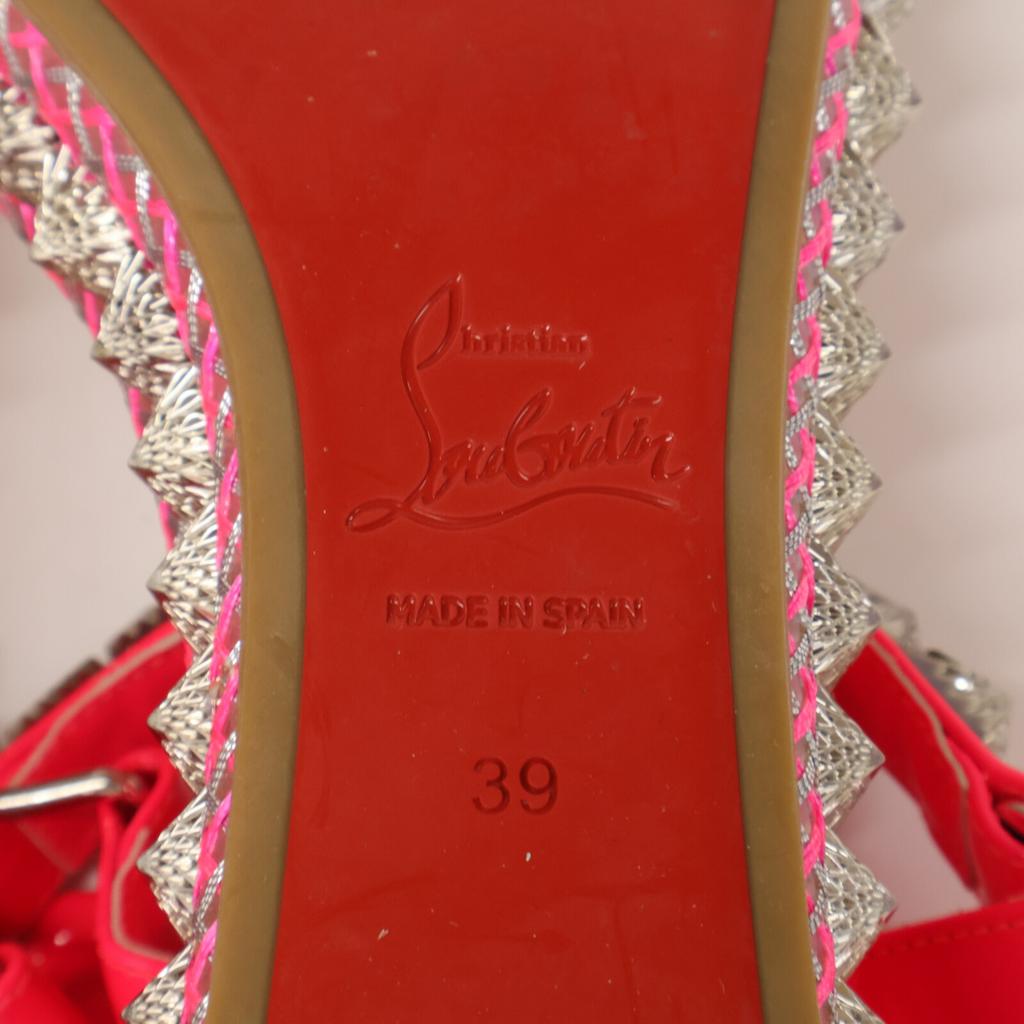 Christian Louboutin [Excellent Condition] Patent Leather Pirariado Studs Shoes 39 Pink / SilverUsed