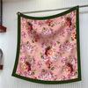 Luxury 90CM Twill Silk Scarf Wrinkle-Resistant Breathable Flower Print Scarf Lightweight Square Head Scarf Women Girl