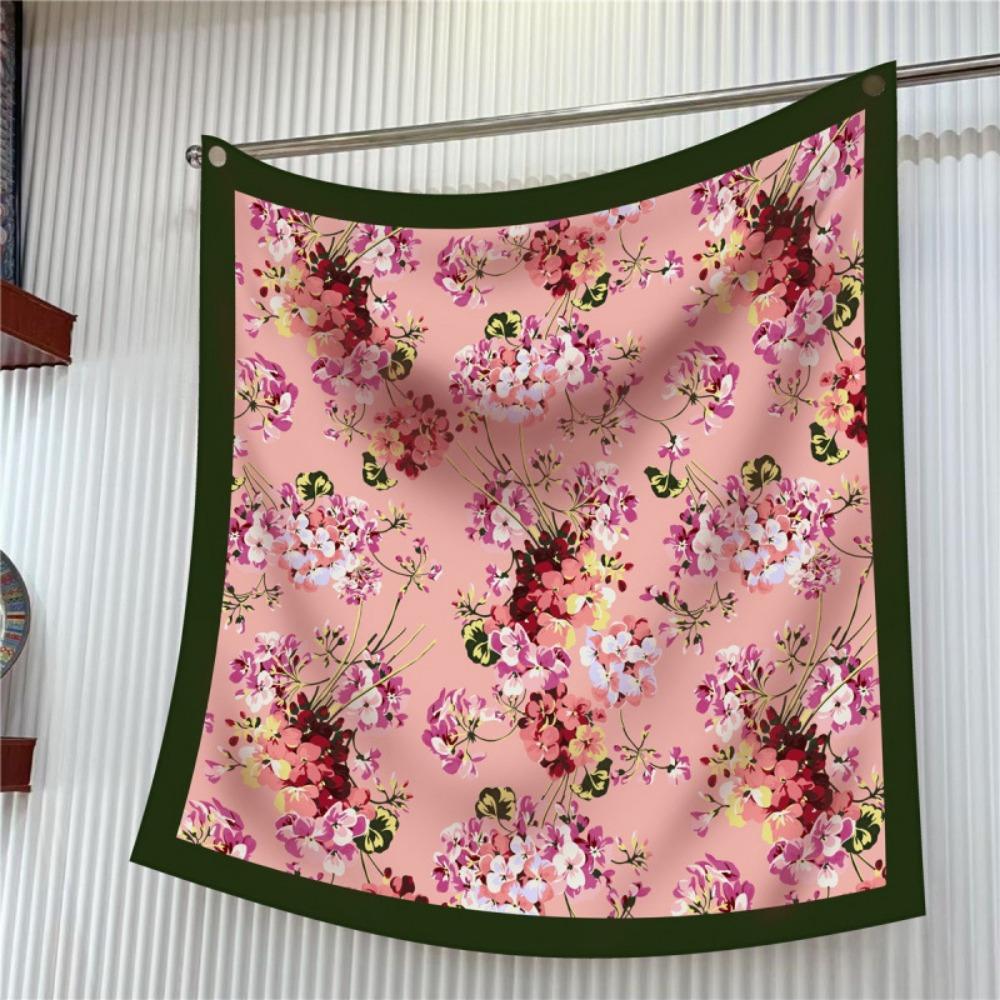 Luxury 90CM Twill Silk Scarf Wrinkle-Resistant Breathable Flower Print Scarf Lightweight Square Head Scarf Women Girl