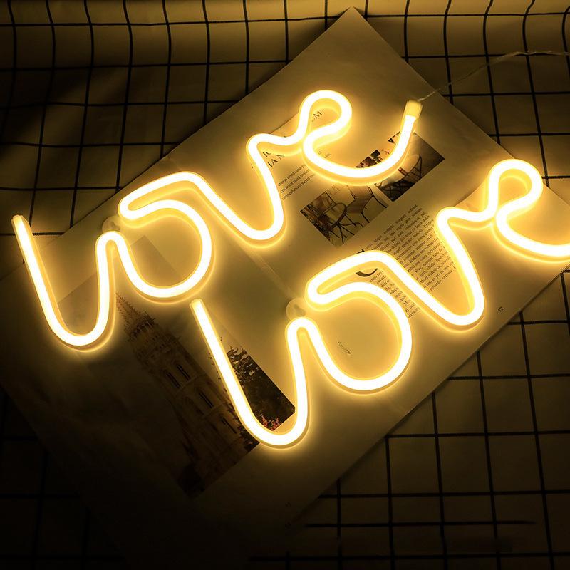 LOVE Neon LED Light - Proposal & Confession Room Decor with USB/Battery Options, Dual Use.