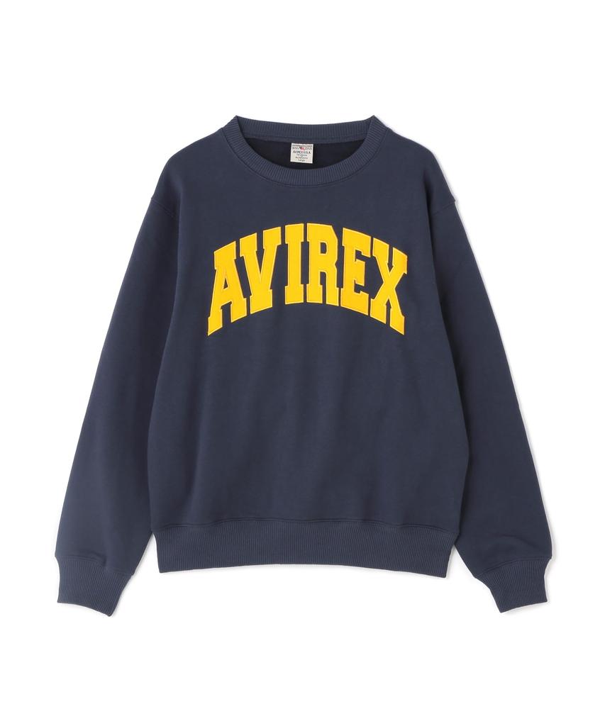 Avirex DAILY Crew Neck Long Sleeve Sweatshirt with Logo, Men's Size L (120), Navy (Product Code: 783-3932003)