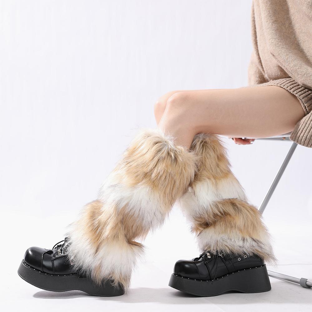 Y2k Zimní návleky na nohy Huňaté návleky na nohy Módní ponožky do bot Dámské Dívčí