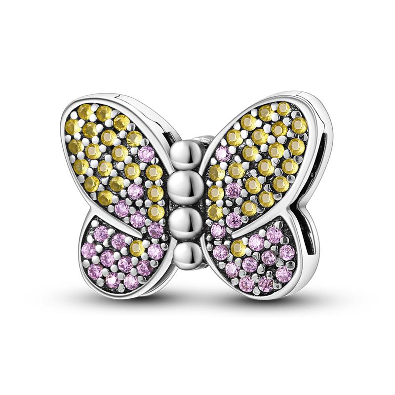 Plants Insects Charms Bead Copper Butterfly Dragonfly Cactus Clover Dangle Pendant Fit Pandora Bracelet Diy Jewelry