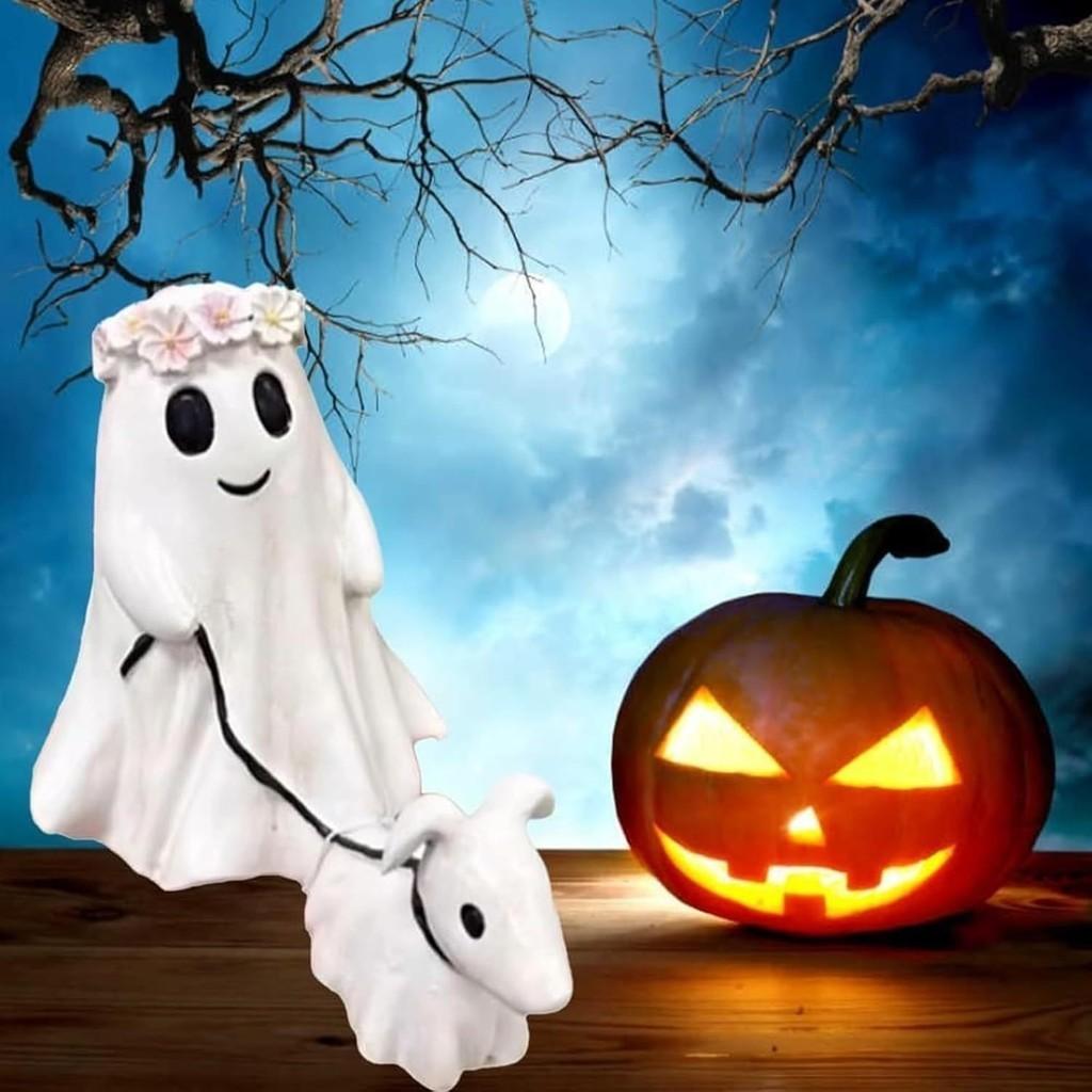 Resin Craft Ghost Dog Walking Decoration For Spooky Halloween Home And Yard Decor