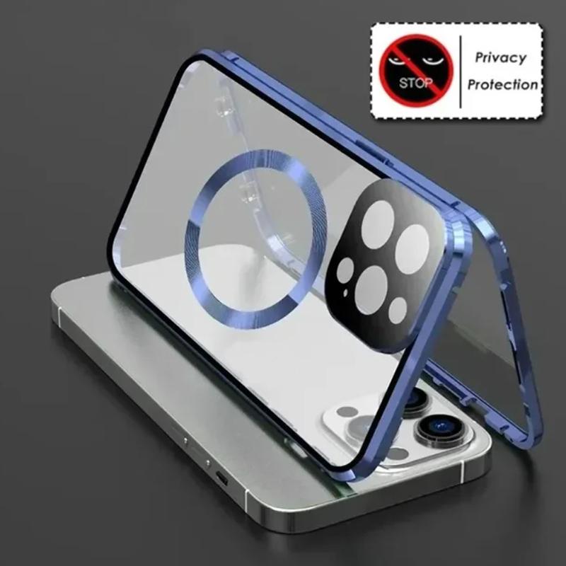 Funda Magnética Metálica Anti Miradas Indiscretas de Privacidad Para iPhone 17 16e 15 14 13 12Pro Max Funda Magsafe Protección 360 Funda de Teléfono a Prueba de Golpes