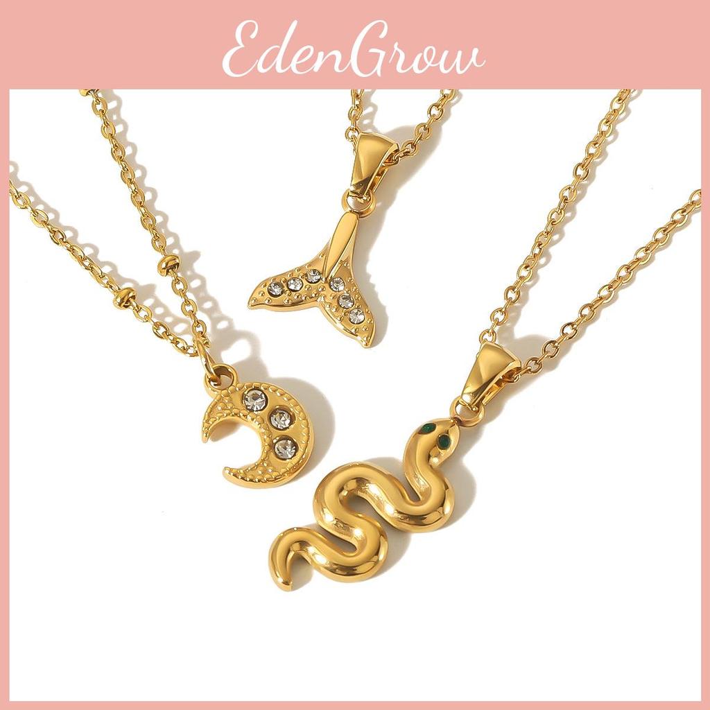 Style Stainless Steel Snake Pendant Necklace For Women With Gold Plating And Fish Tail Design