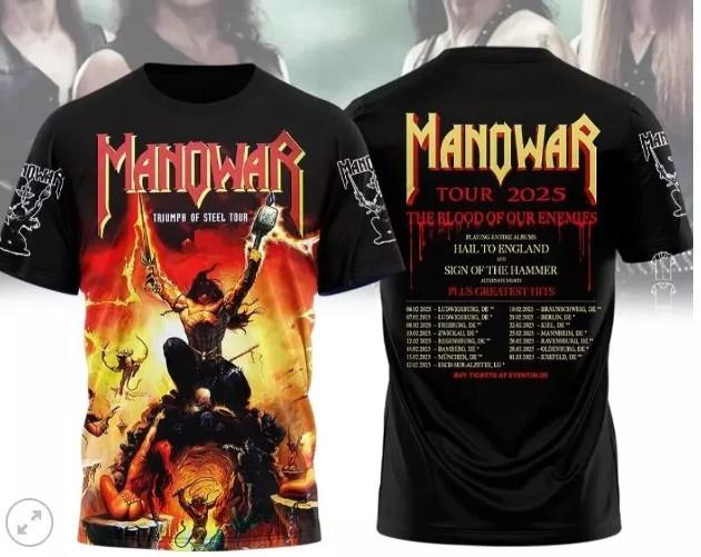 Manowar Tour 2026 3d Shirt Great new new Tshirt Tour Shirt XL