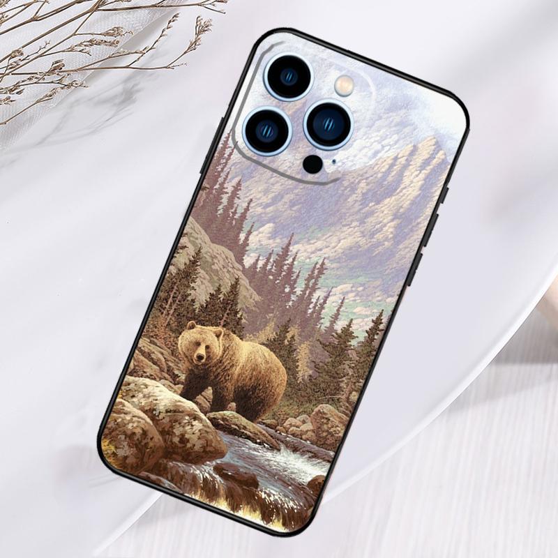 Cartoon Grizzly Bear Phone Case For iPhone 17 Air 16 15 14 13 11 12 Pro Max Plus 12 13 Mini 16e 17 Pro Max Cover