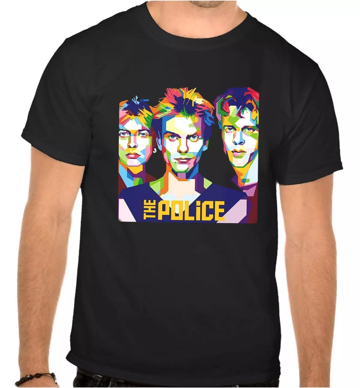 The Police Pop Rock Music Black 100% Cotton T-shirt Mens Tees Top -1015- L